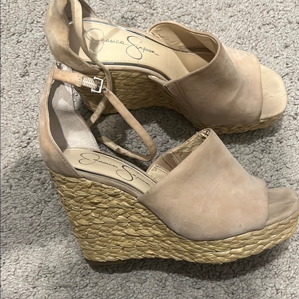 Jessica Simpson Beige Wedge Sandals